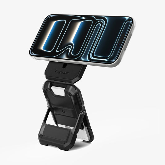 AFA09327 - Tough Armor Pro Card Holder (MagFit) in Black showing top and attach phone