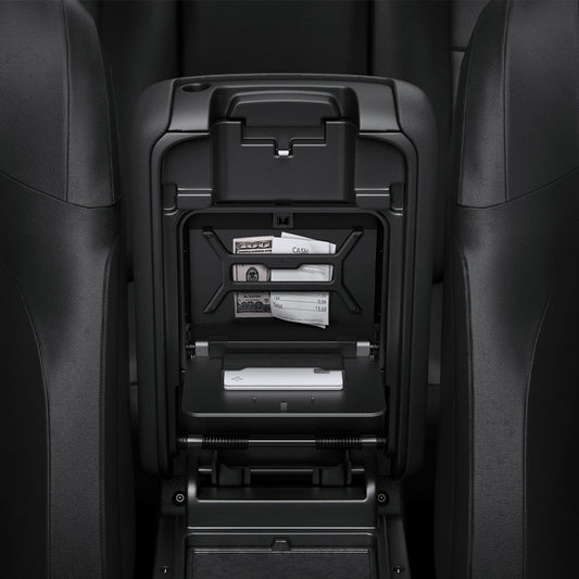 ACP09216 - Jeep Series - Center Console Hidden Storage Box | JO221 showing inside with cash storage.