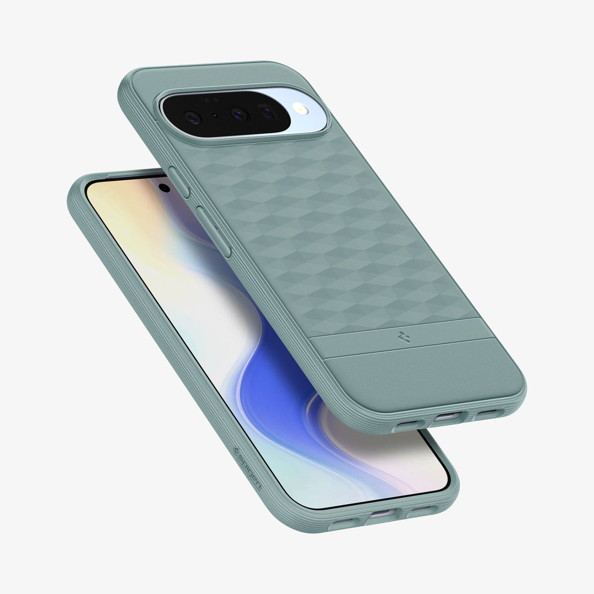 ACS09732 - Pixel 10 Pro XL Case Parallax (MagFit) in sage green showing the back, front and sides