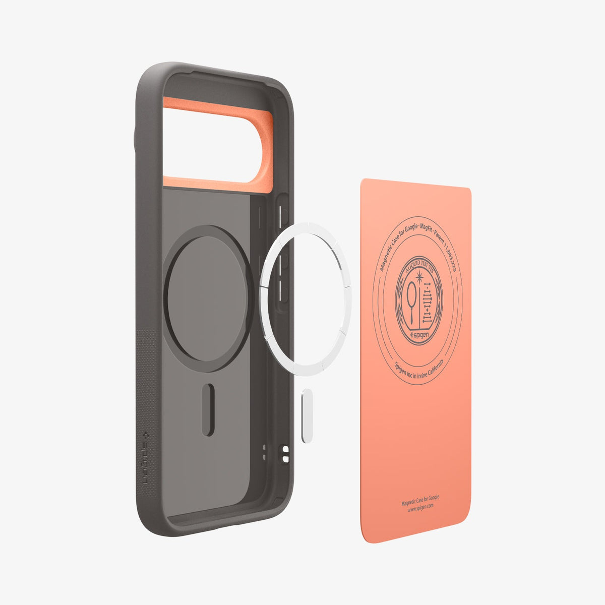 ACS09712 - Pixel 10 Pixel 10 Pro Case Nano Pop (MagFit) in Papaya Gray showing the inside layers of case