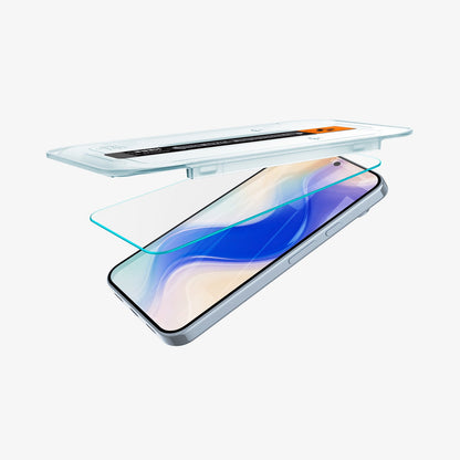AGL08442 - Pixel 10 / Pixel 10 Pro GLAS.tR EZ Fit Screen Protector showing the screen protector being installed onto device