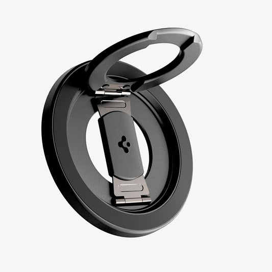 AMP11739 - O-Mag Magnetic Phone Holder (Mag Fit+) | OM108 angled view of the phone holder with rotating ring and folding kickstand legs