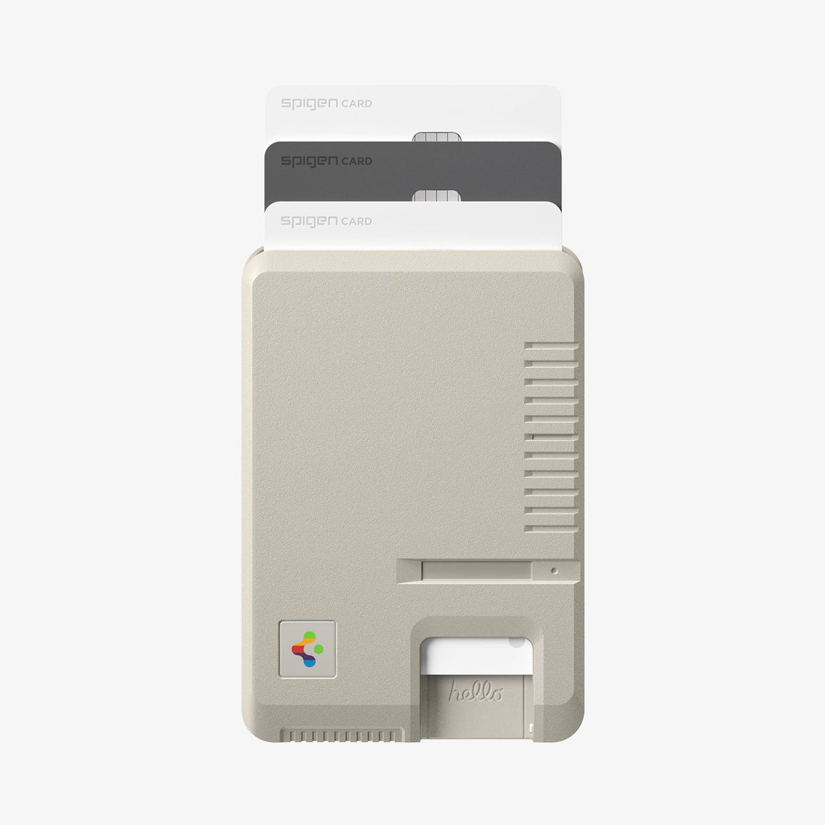 AFA10949 - Classic LS Card Holder (Mag Fit) in Stone showing the front with multiple cards in slot