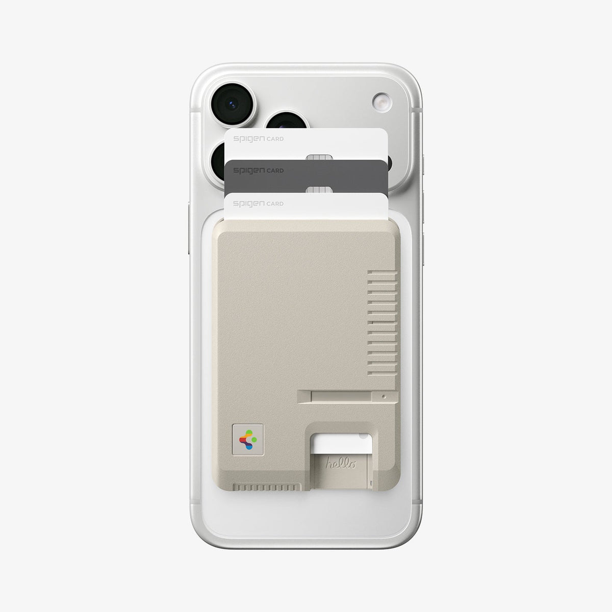 AFA10949 - Classic LS Card Holder (Mag Fit) in Stone showing the front with multiple cards in slot