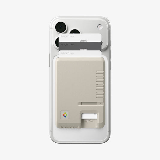 AFA10949 - Classic LS Card Holder (Mag Fit) in Stone showing the front with multiple cards in slot