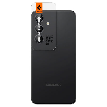 AGL07442 - Galaxy S24 Optik Pro EZ Fit Lens Protector in Gray showing the back with camera lens tray protector attached to the device
