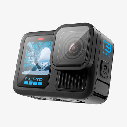 AGL09189 - HERO13 Black Glas.tR SLIM in Clear showing the back, partial side and bottom
