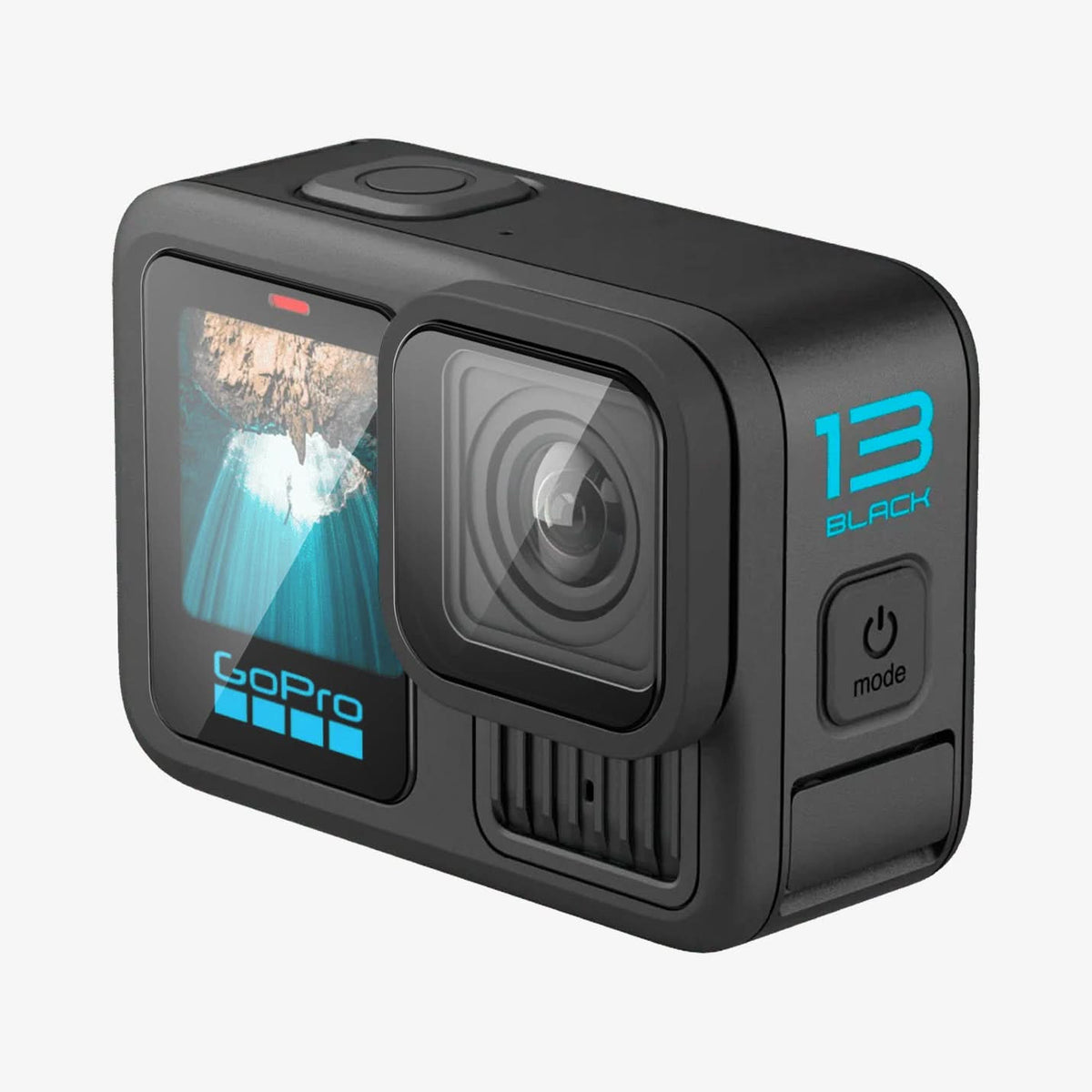 AGL09189 - HERO13 Black Glas.tR SLIM in Clear showing the back, partial top and side