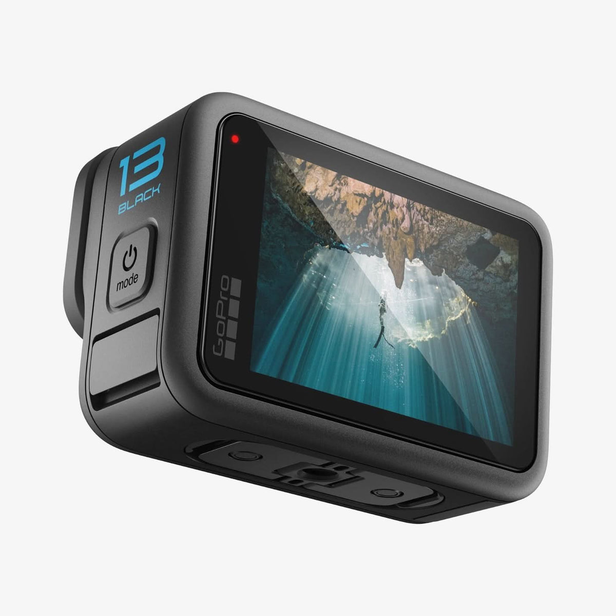 AGL09189 - HERO13 Black Glas.tR SLIM in Clear showing the front, partial side and bottom