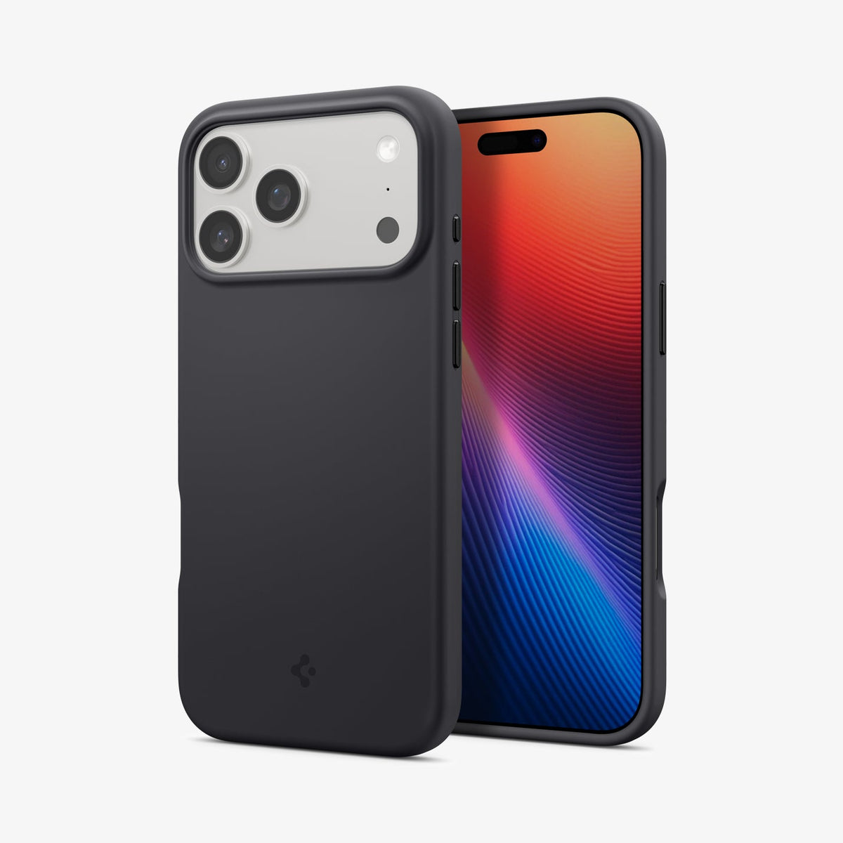 ACS09955 - iPhone 17 Pro Silicone Fit (MagFit) Case in black showing the back and front