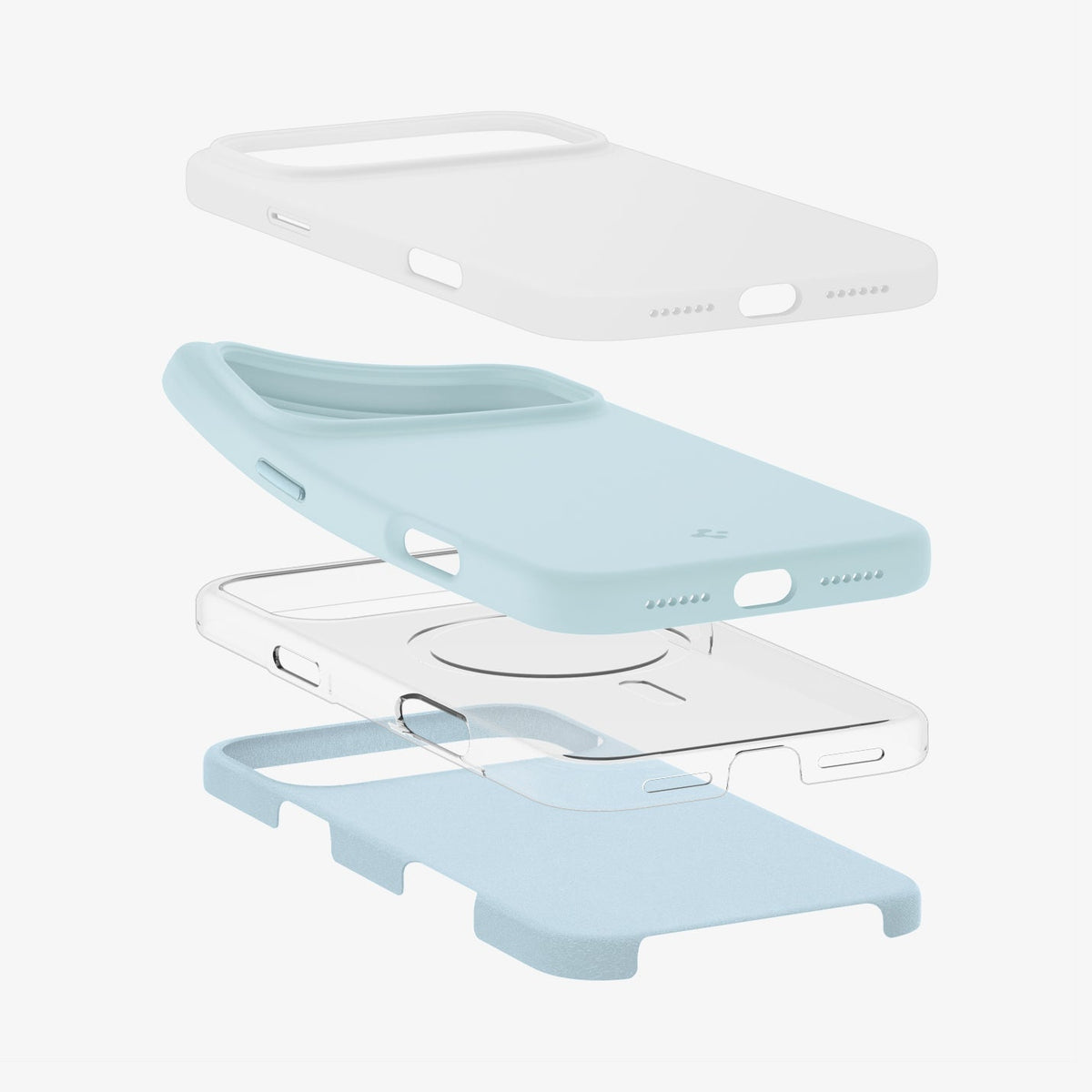 ACS10048 - iPhone 17 Pro Max Silicone Fit (MagFit) Case in blue showing the multiple layers of case