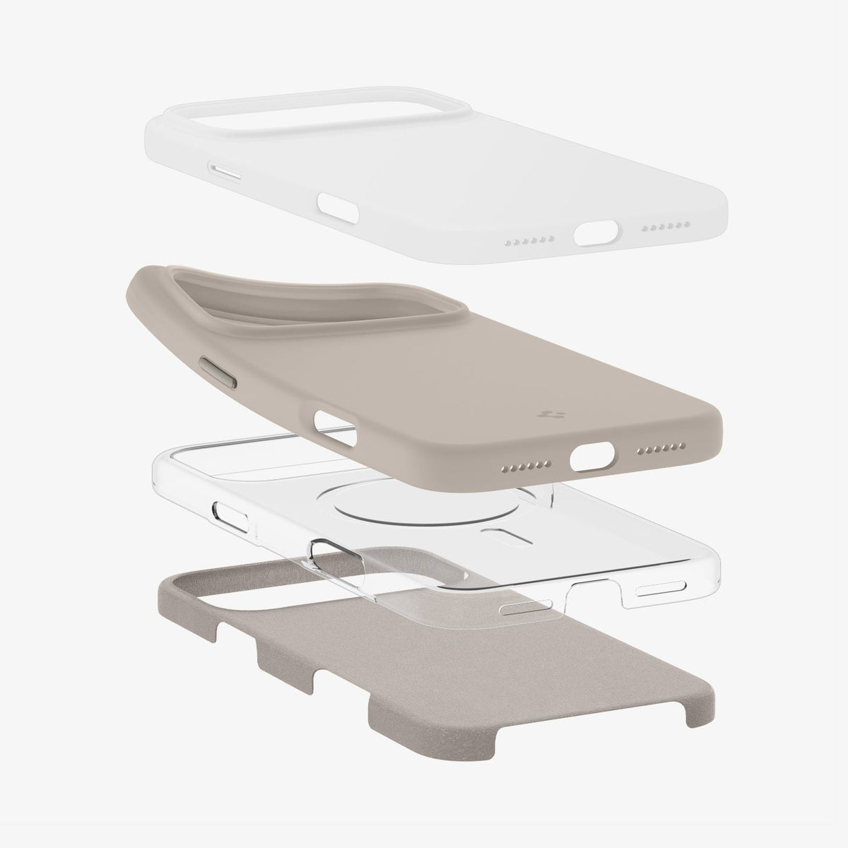 ACS09904 - iPhone 17 Pro Max Silicone Fit (MagFit) Case in stone showing the multiple layers of case