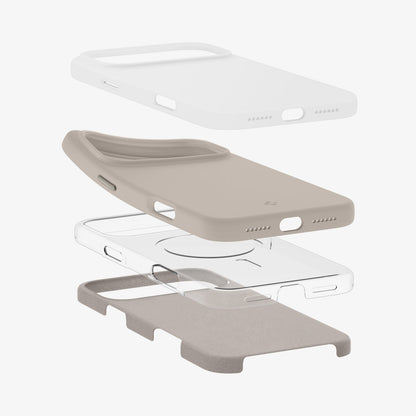 ACS09904 - iPhone 17 Pro Max Silicone Fit (MagFit) Case in stone showing the multiple layers of case