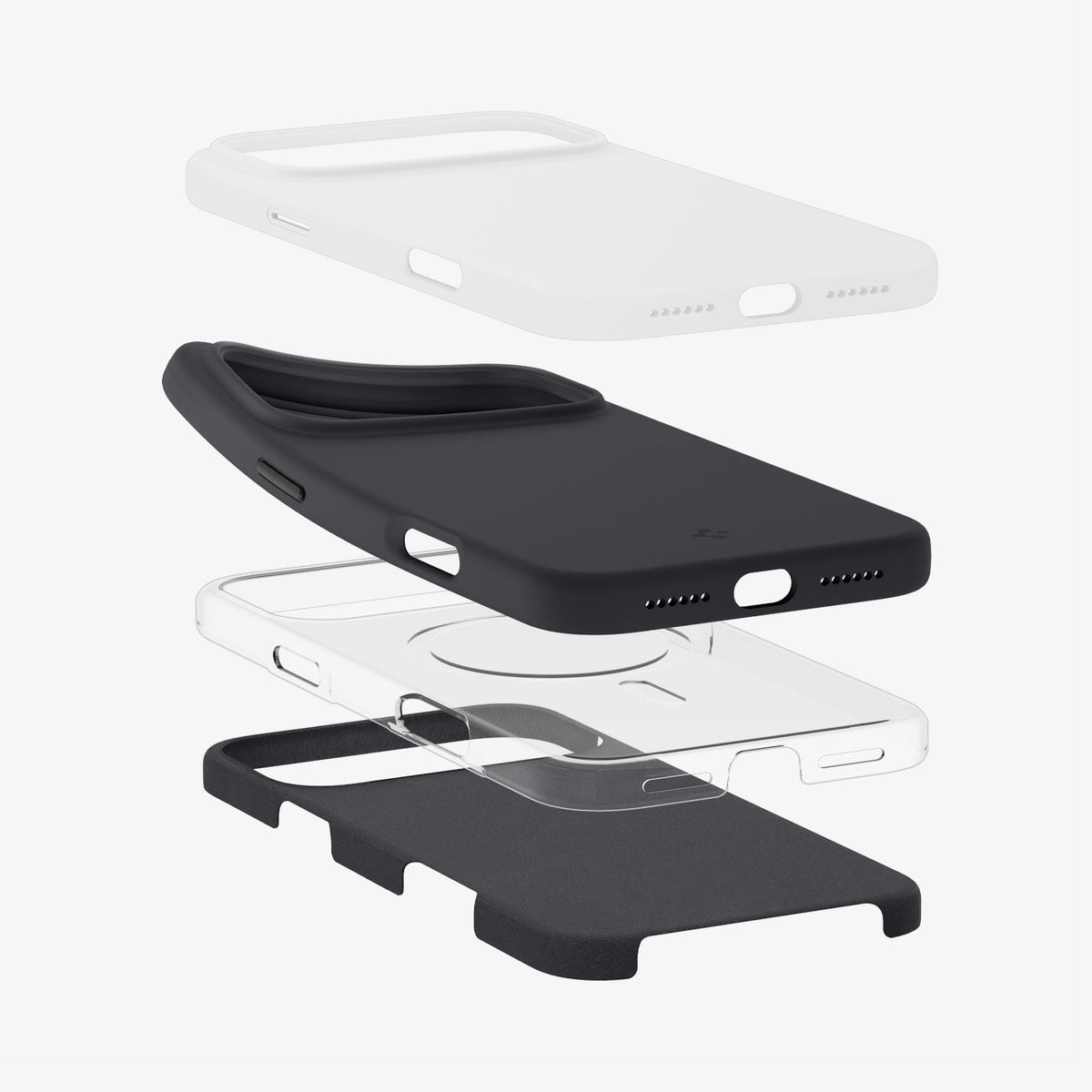 ACS09902 - iPhone 17 Pro Max Silicone Fit (MagFit) Case in black showing the multiple layers of case