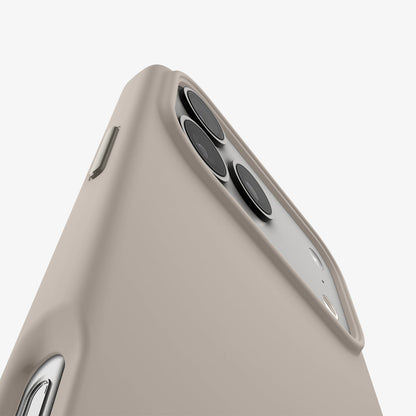ACS09904 - iPhone 17 Pro Max Silicone Fit (MagFit) Case in stone showing the back zoomed in