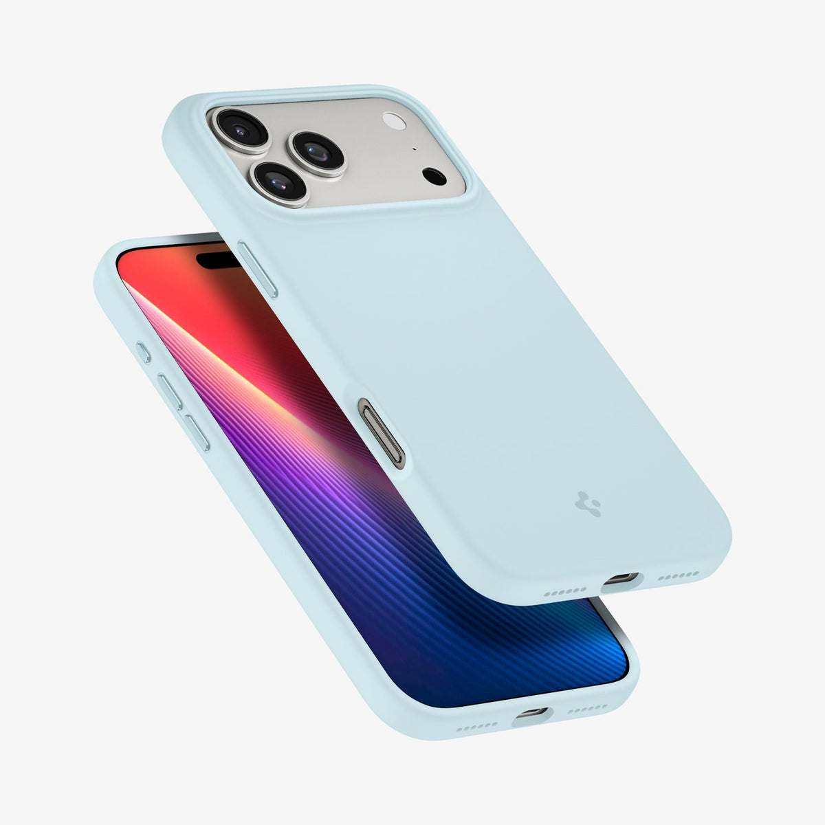 ACS10048 - iPhone 17 Pro Max Silicone Fit (MagFit) Case in blue showing the back, front and sides
