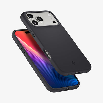 ACS09902 - iPhone 17 Pro Max Silicone Fit (MagFit) Case in black showing the back, front and sides