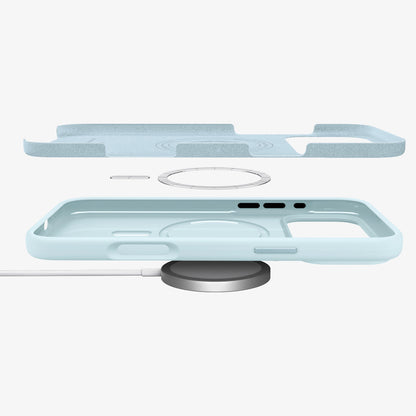 ACS10048 - iPhone 17 Pro Max Silicone Fit (MagFit) Case in blue showing the multiple layers of case