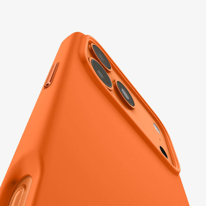 ACS11379 - iPhone 17 Pro Silicone Fit (Mag Fit) in Cosmic Orange showing the back zoomed in to show the details