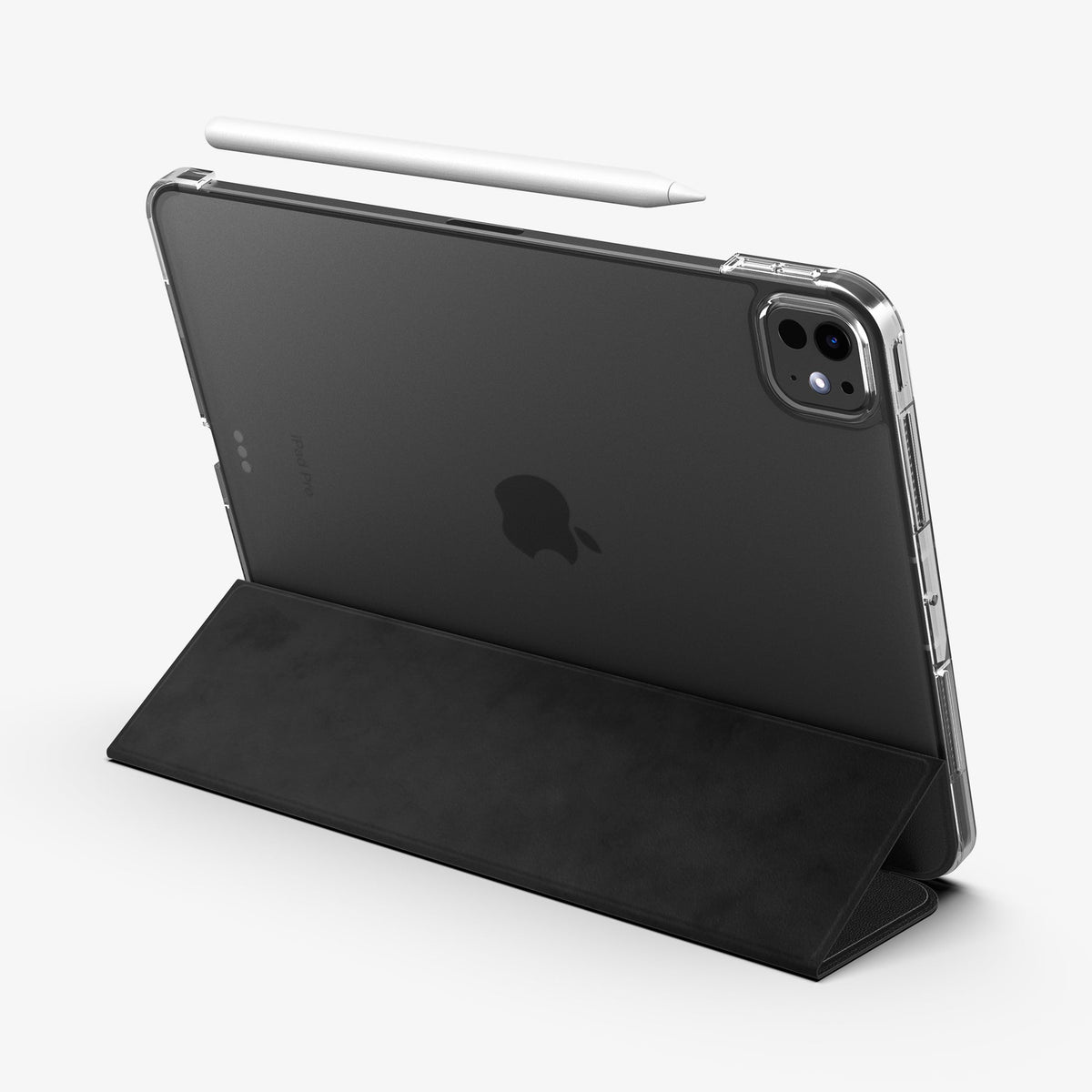 ACS09440 - iPad Pro 11-inch (2024) Case Liquid Air Folio in Black showing the back, cover folded into kickstand
