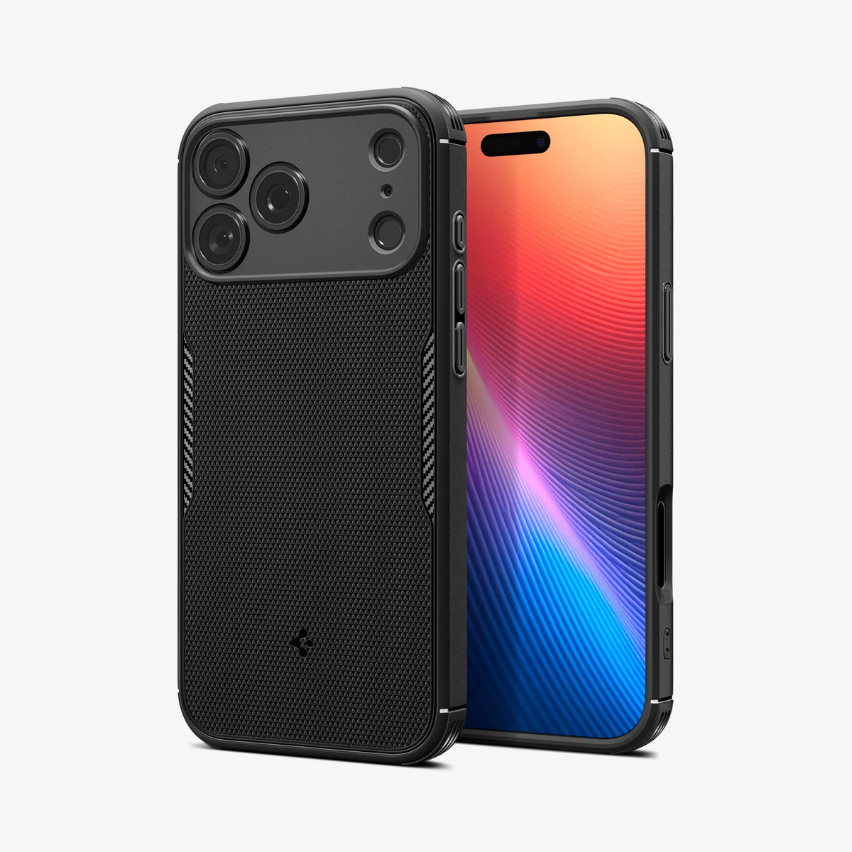 ACS09596 - iPhone 17 Pro Max Core Armor (MagFit) in Matte Black showing the back, partial sides and front