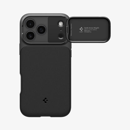 ACS09900 - iPhone 17 Pro Max Series Case Optik Armor (MagFit) in black showing the back with camera lens exposed