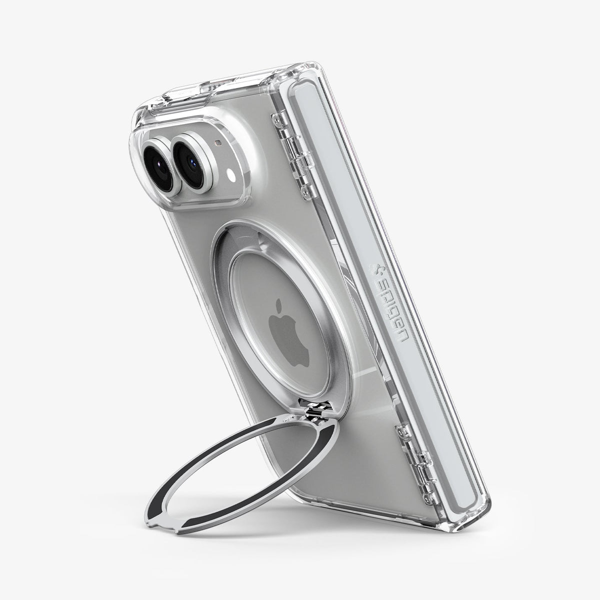 ACS11782 - iPhone Duo Ultra Hybrid Pro S (Mag Fit) showing the built-in circular kickstand supporting the device in portrait mode