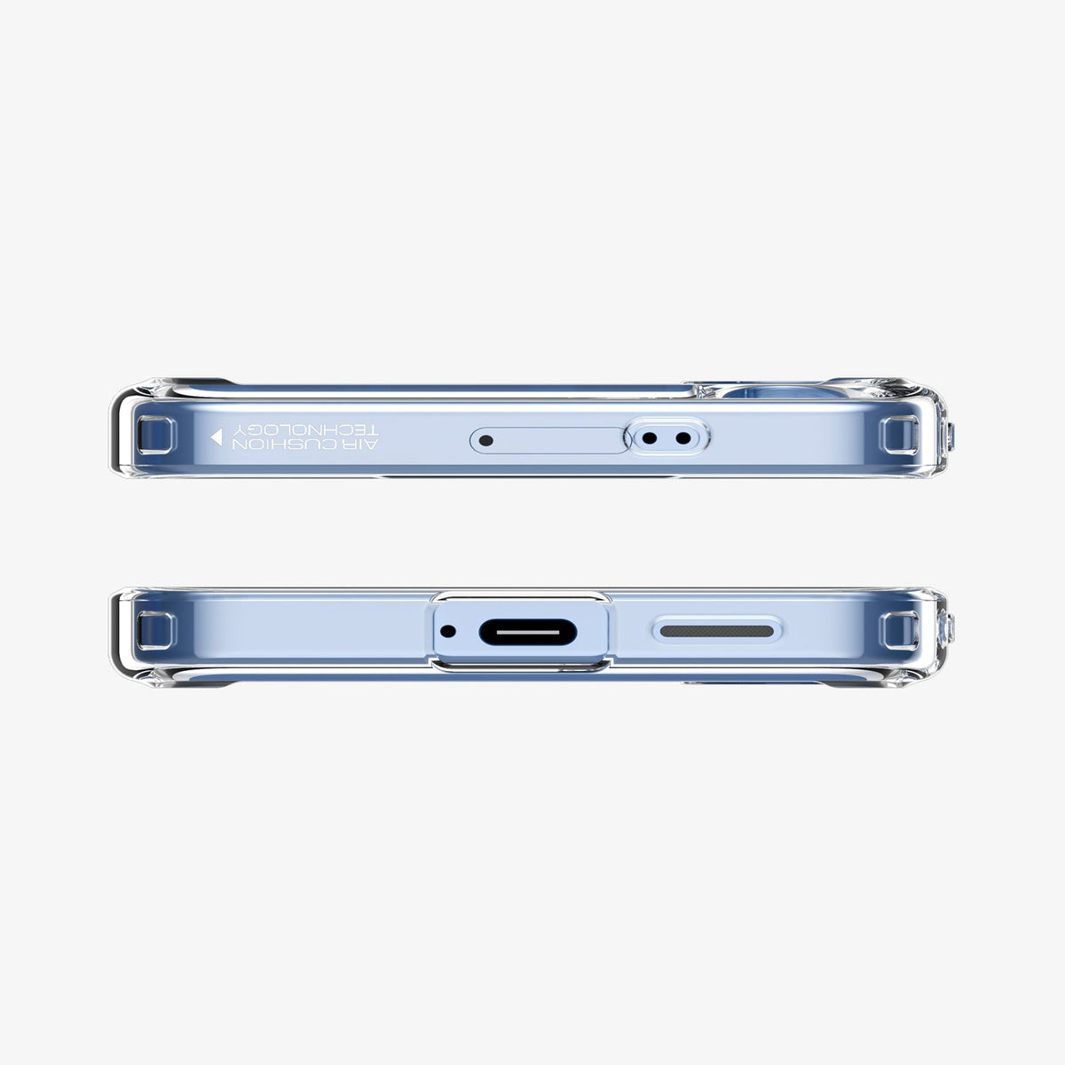 ACS08985 - Galaxy S25 Plus Case Ultra Hybrid in Crystal Clear showing the top and bottom