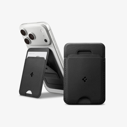 AFA10405 - MagSafe Card Holder Slim Fold (MagFit) | S314-1 in Black showing front and detail