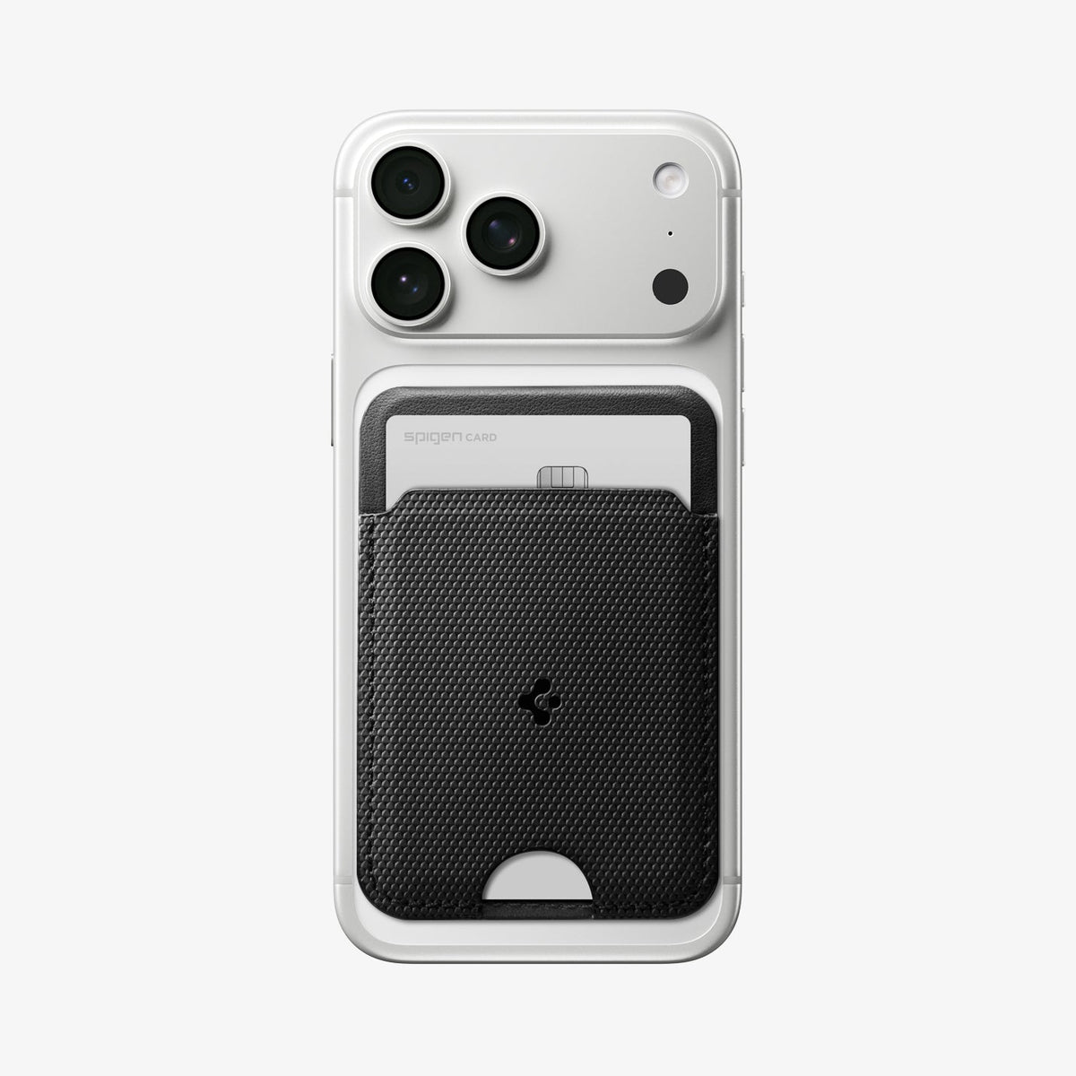 AFA10405 - MagSafe Card Holder Slim Fold (MagFit) | S314-1 in Black showing front and phone
