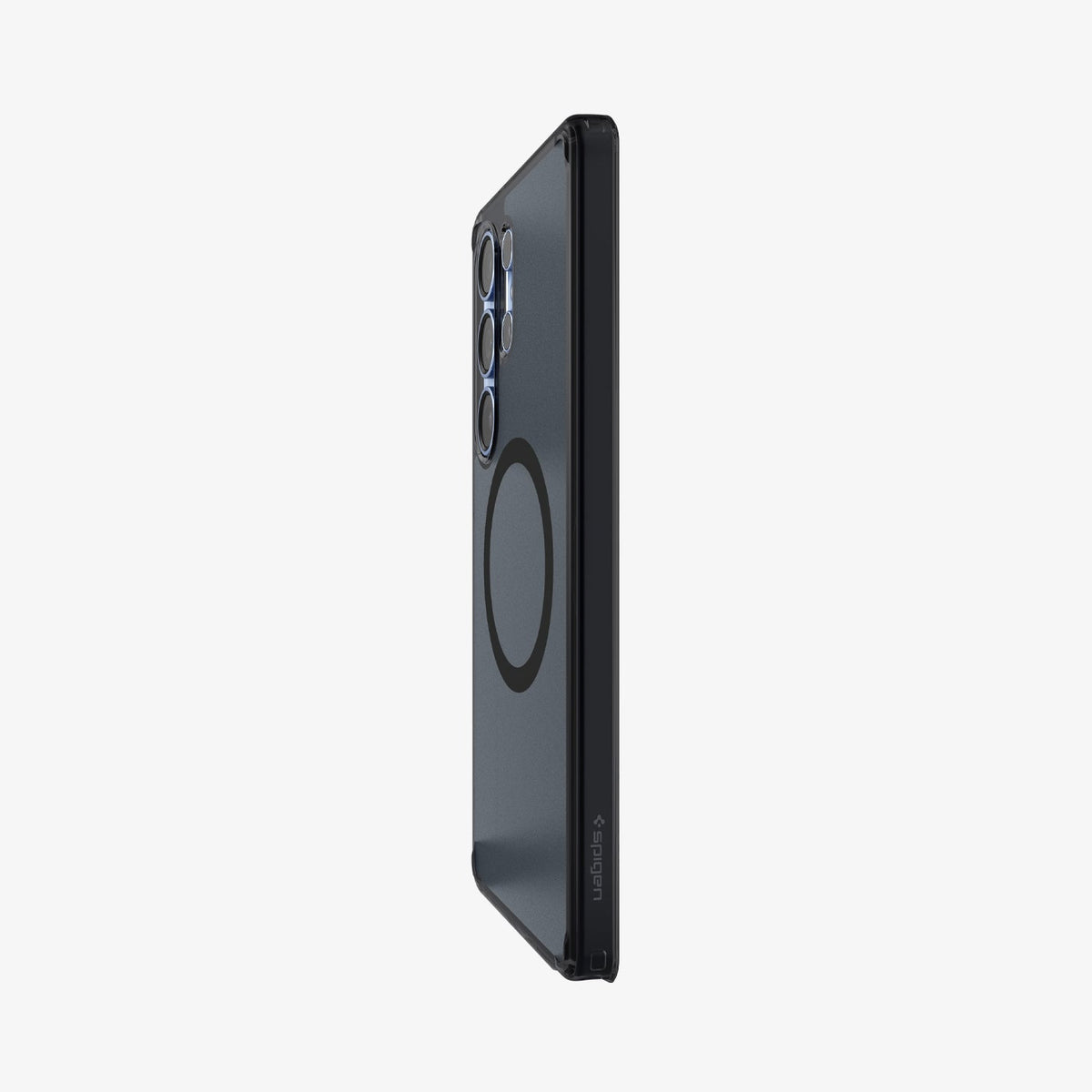 ACS08960 - Galaxy S25 Ultra Case Ultra Hybrid Metal Ring (MagFit) in Frost Black showing the partial back and side