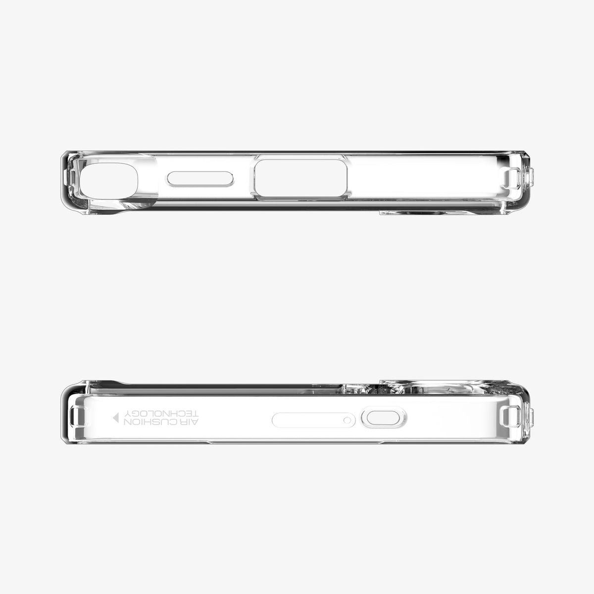 ACS08956 - Galaxy S25 Ultra Case Ultra Hybrid Metal Ring (MagFit) in Clear White showing the top and bottom