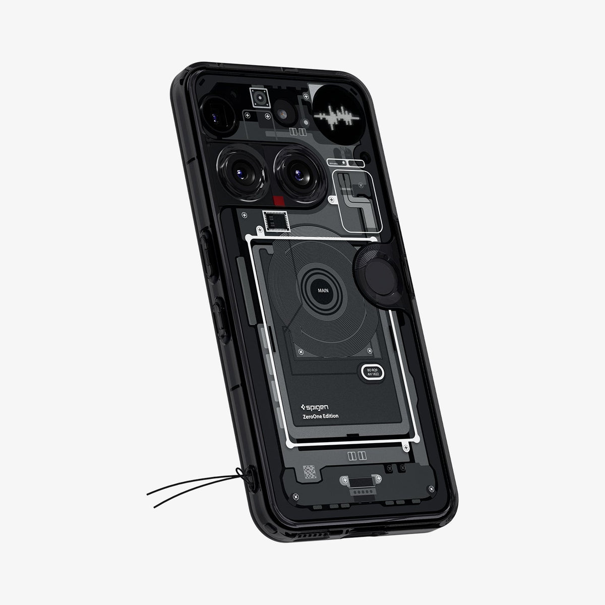 ACS08568 - Nothing Phone 3 Ultra Hybrid Zero One showing the back and partial side with keychain strap attached