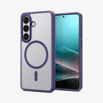 ACS11167 - Galaxy S26 Case Ultra Hybrid (Mag Fit) Deep Purple showing the back with the device, partial back case only, partial front and sides