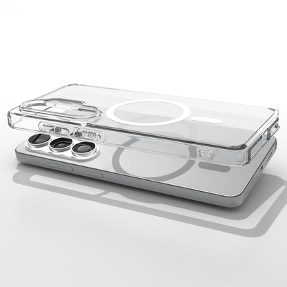 ACS10958 - Galaxy S26 Ultra Case Ultra Hybrid (Mag Fit) Crystal Clear showing top view of phone and case showcase on top side by side