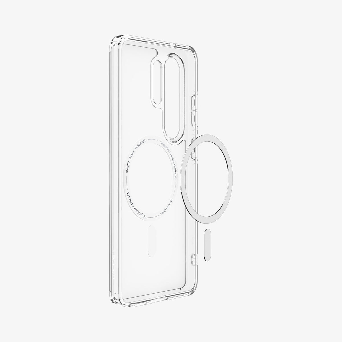 ACS10958 - Galaxy S26 Ultra Case Ultra Hybrid (Mag Fit) Crystal Clear showing the back and partial side with mag fit technology