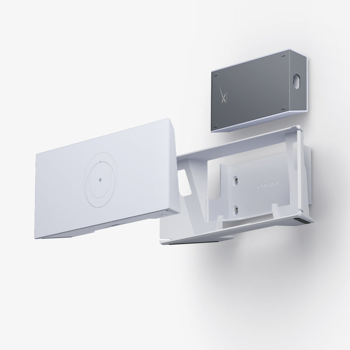 AMP09408 - Starlink Gen 3 Mount | STL310 in White showing the detached parts of the mount