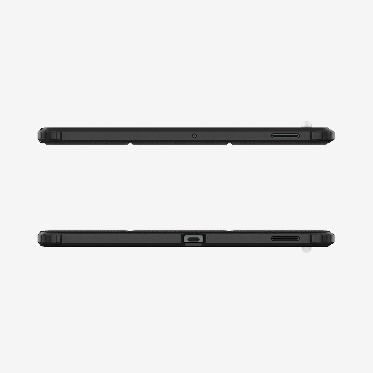 ACS09446 - Galaxy Tab S10 FE+ Case Ultra Hybrid Pro in Black showing the top and bottom