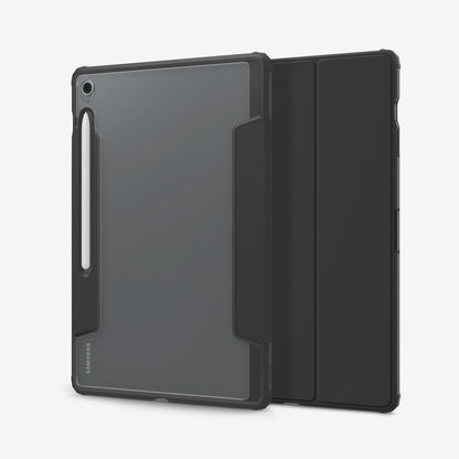 ACS09446 - Galaxy Tab S10 FE+ Case Ultra Hybrid Pro in Black showing the back and partial front