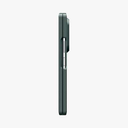 ACS11850 - Galaxy Z Fold 8 Ultra Tough Armor Pro (Mag Fit) Abyss Green showing side profile of Galaxy Z Fold 8 Ultra case with volume and power buttons, and slim raised bumper edge