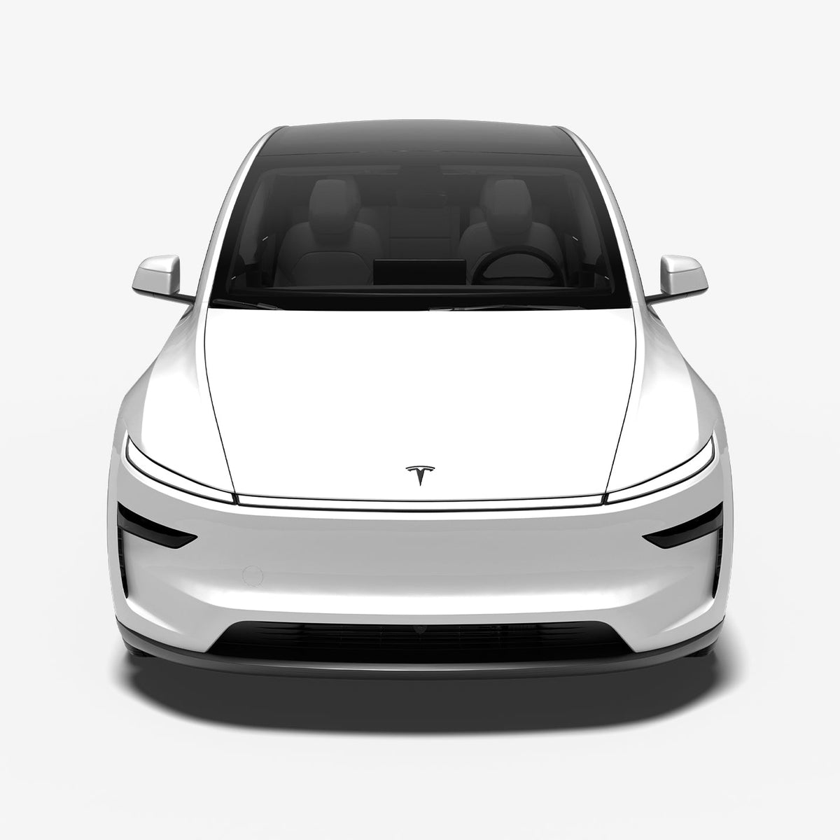 ACP11155 - Model Y Juniper (2025+) Front Emblem Logo Cover in Black showing front with car