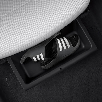 ACP10798 - Model Y Juniper (2025+) 2PK Underseat Organizer Box | TO222J showing shoes inside the box