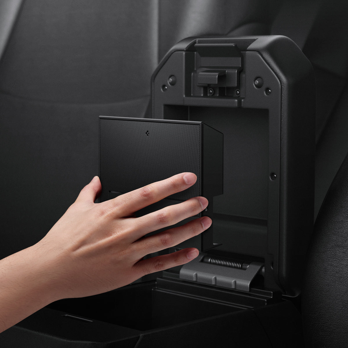 ACP09215 - Toyota Series - Center Console Hidden Storage Box | TYO221 showing the attempt to install the hidden box