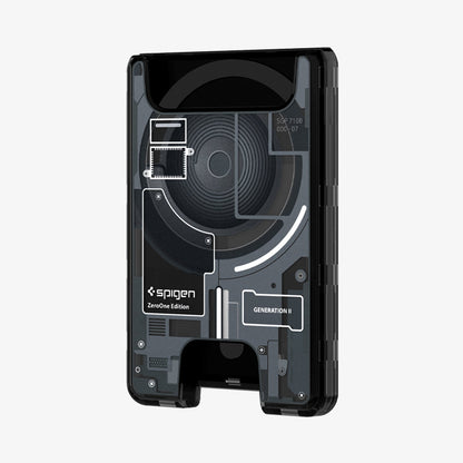 AFA11304 - Ultra Hybrid MagFit card wallet transparent black front view showcasing Zero One Edition internal design and card access cutout