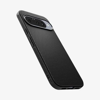ACS09714 - Pixel 10 / Pixel 10 Pro Case Liquid Air in matte black showing the back and side