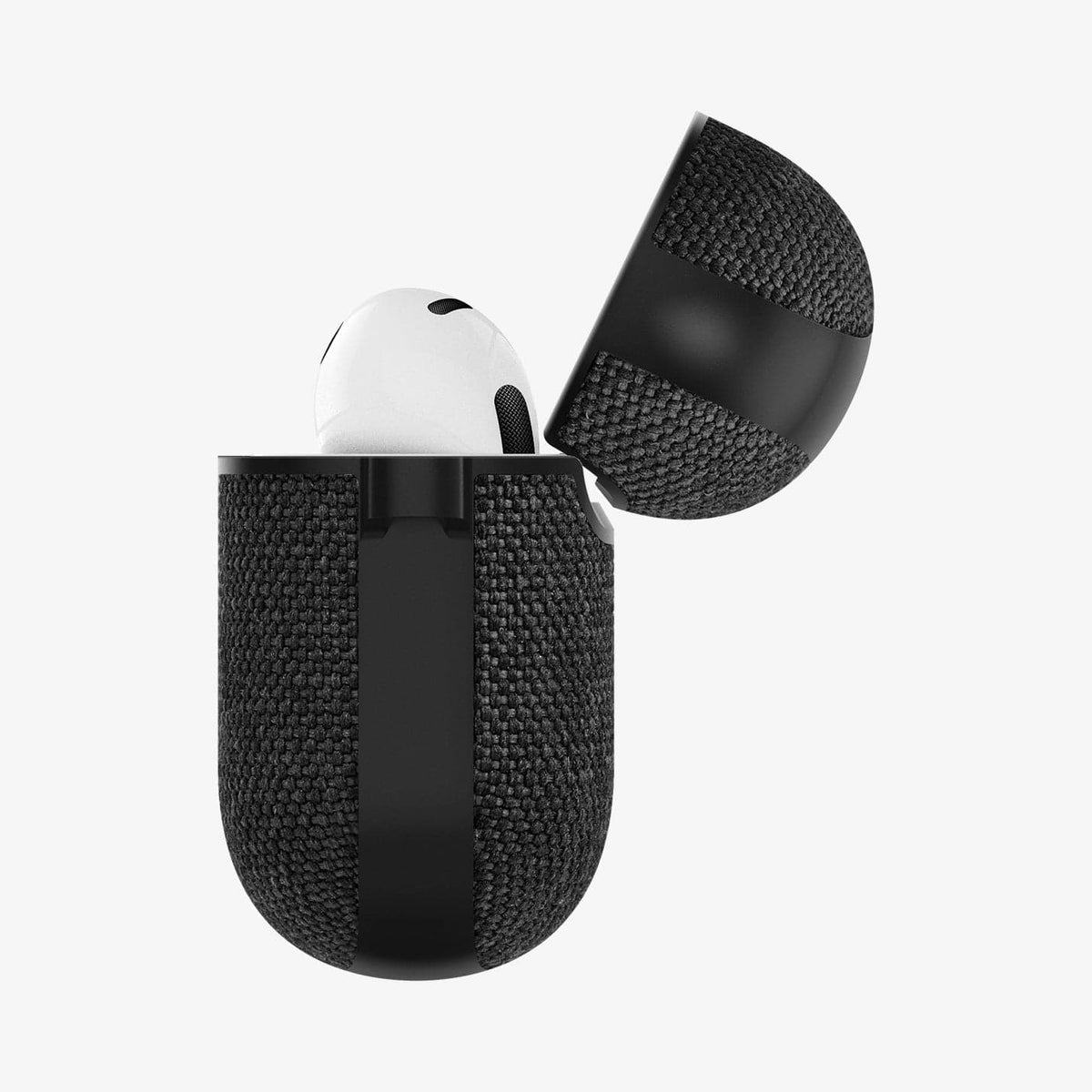 ASD02111 - Apple AirPods 3 Case Urban Fit in black showing the side with top open and AirPods inside