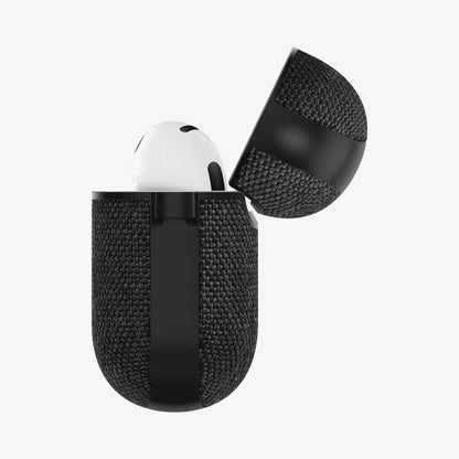 ASD02111 - Apple AirPods 3 Case Urban Fit in black showing the side with top open and AirPods inside