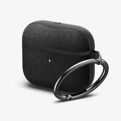 ASD02111 - Apple AirPods 3 Case Urban Fit in black showing the front, partial side and carabiner