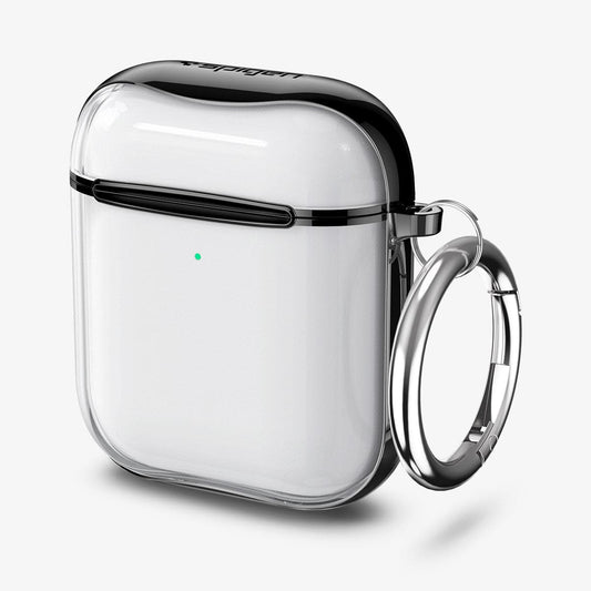 ASD01300 - Apple AirPods 1 / 2 Case Ultra Hybrid in black showing the front, side and keychain