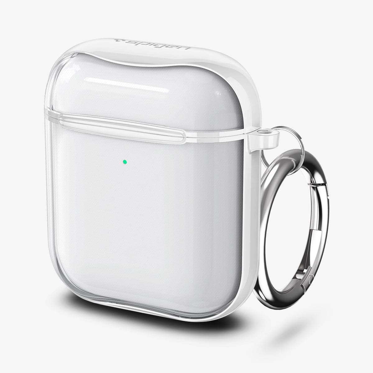 ASD01301 - Apple AirPods 1 / 2 Case Ultra Hybrid in jet white showing the front, side and keychain